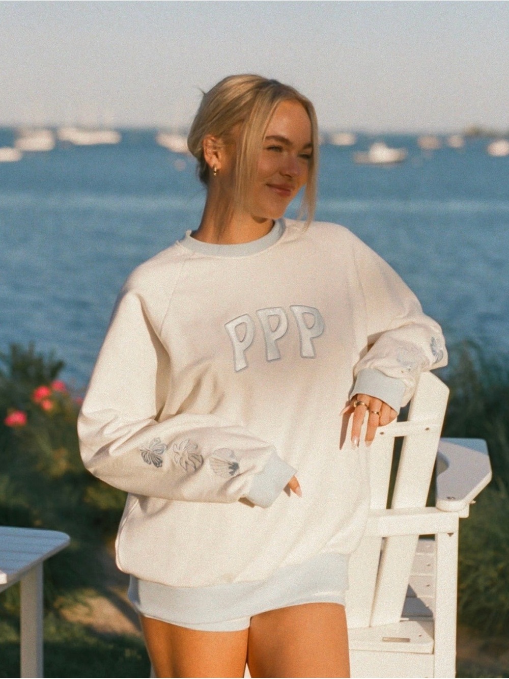 Pink Palm Puff Seasalt Crewneck Sweatshirt | Small | NWT | Dust Bag | Sold Out